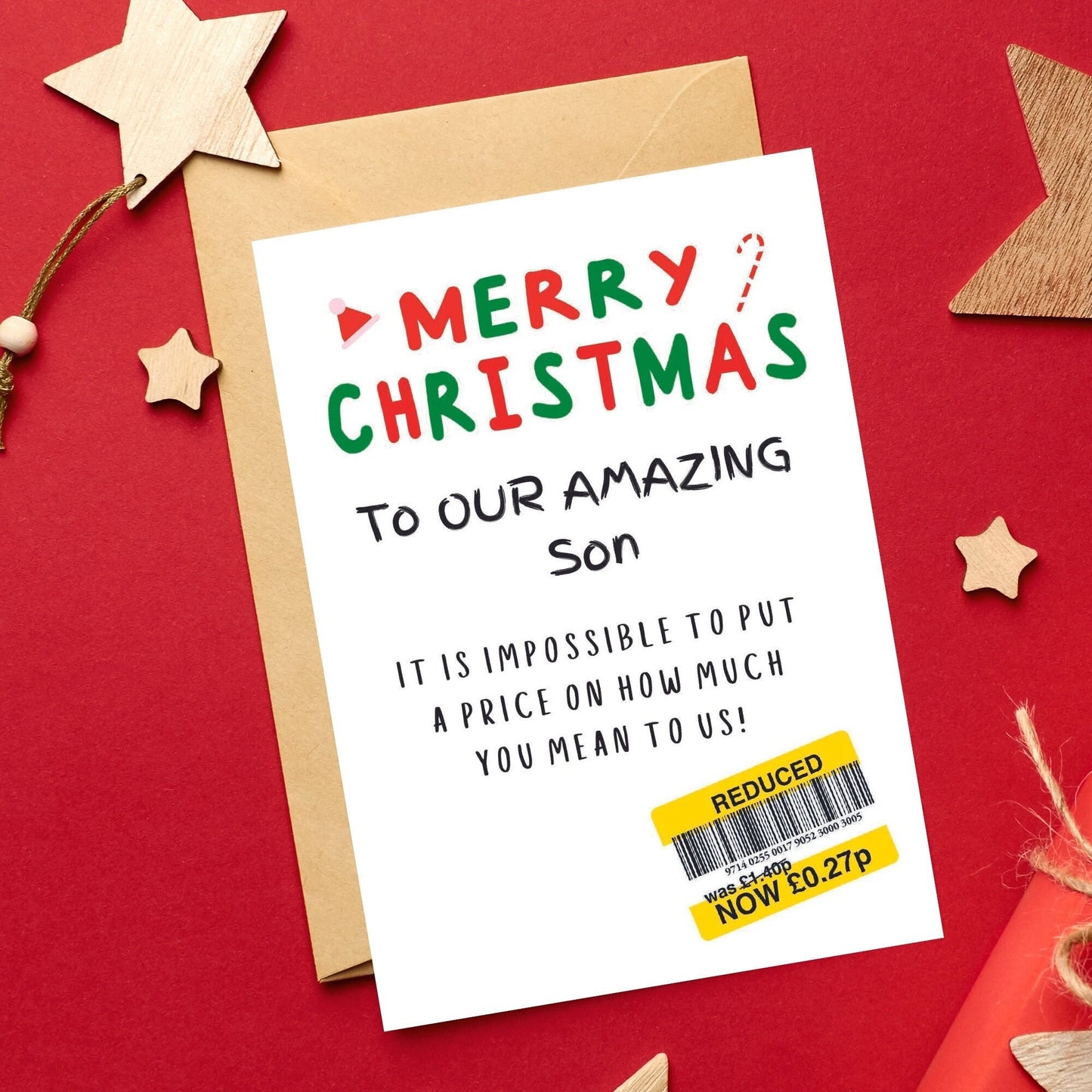 Christmas Card For 'Our' Son - Reduced Sticker