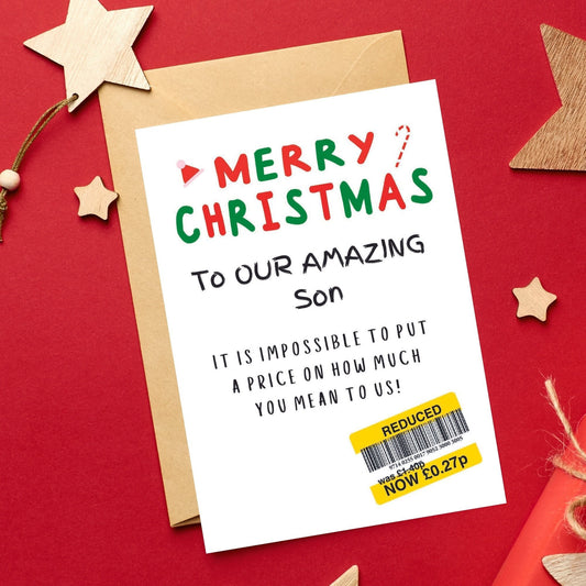 Christmas Card For 'Our' Son - Reduced Sticker