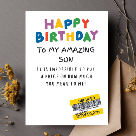 Funny Birthday Card For 'My' Son - Reduced Sticker
