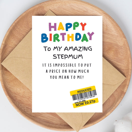 Funny Birthday Card For Stepmum - Reduced Sticker.