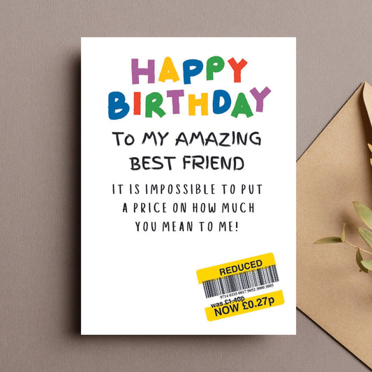 Funny Birthday Card For Best Friend - Reduced Sticker
