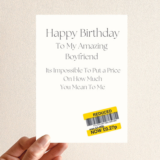 Funny Birthday Card For Boyfriend - Reduced Sticker