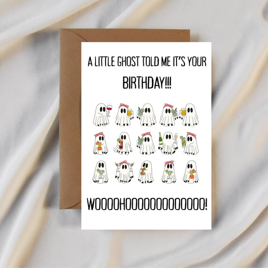 Funny Ghost Birthday Card - Halloween Birthday