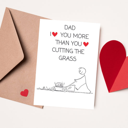 Funny Fathers Day Card - Grass Cutting